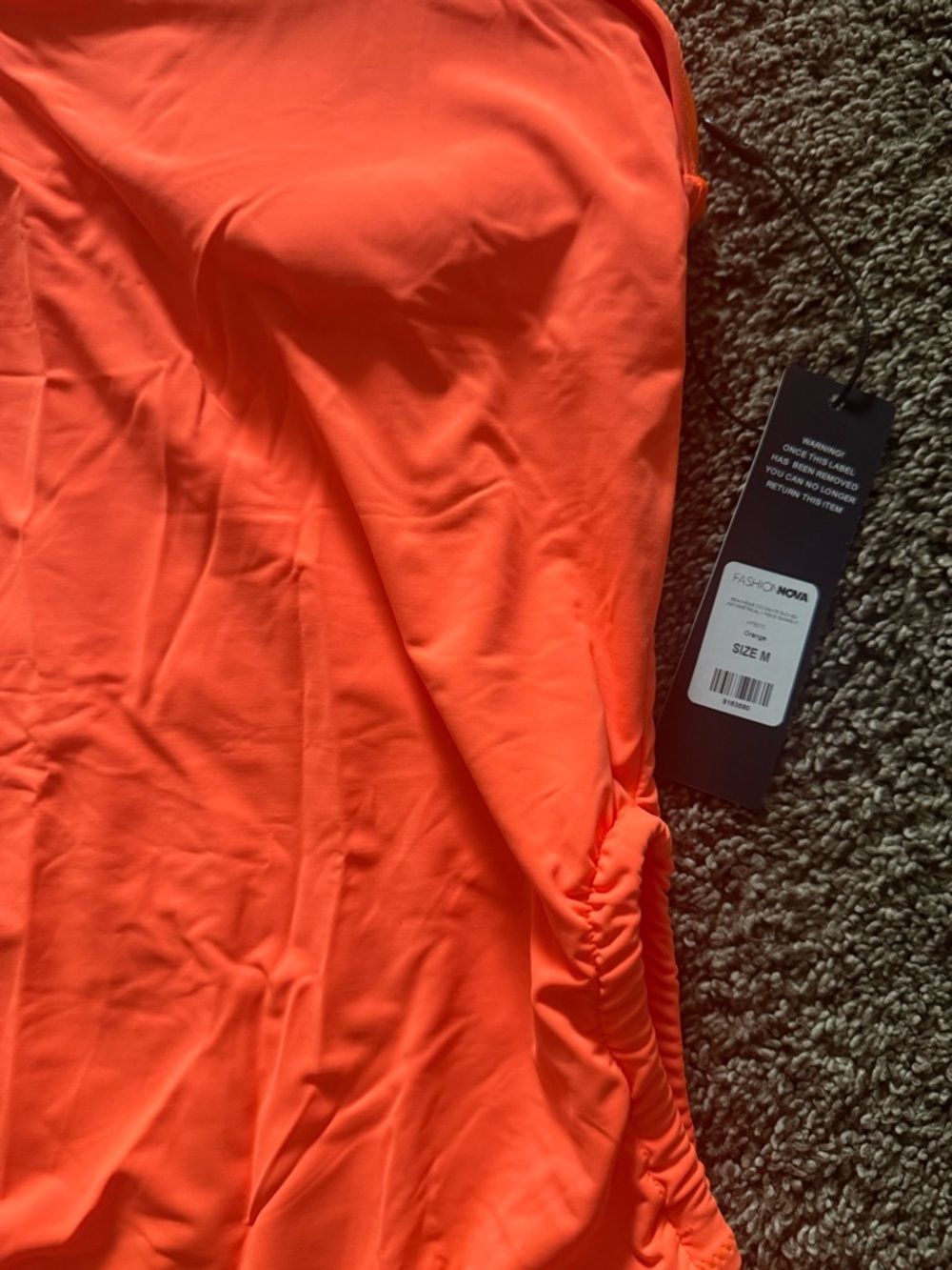 Fashion Nova Bright Orange Ruched Bodycon Dress